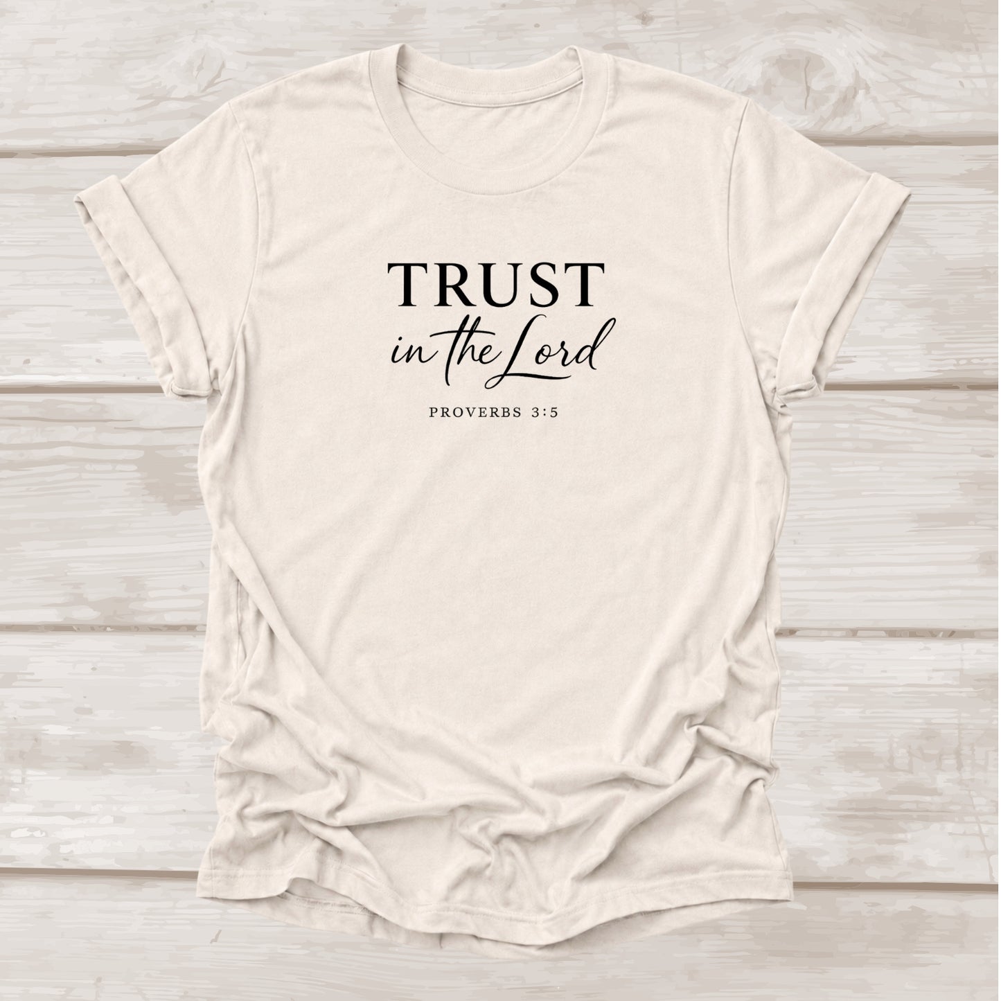 Trust in the Lord Proverbs 3:5 Christian t-shirt in heather dust β BEE Grace-full