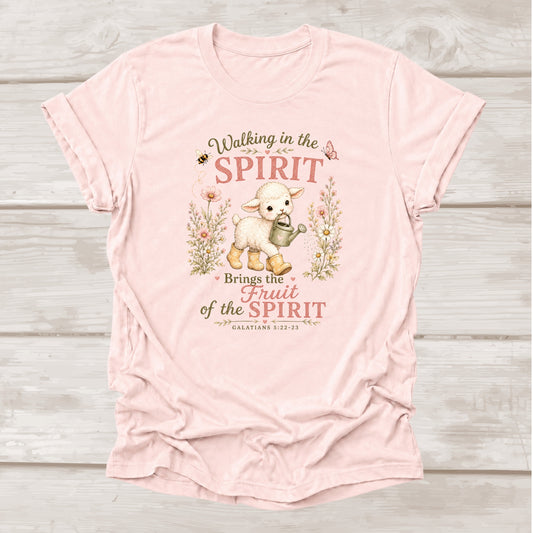Walking in the Spirit Brings the Fruit of the Spirit Galatians 5:22-23 Christian t-shirt in soft pink – BEE Grace-full