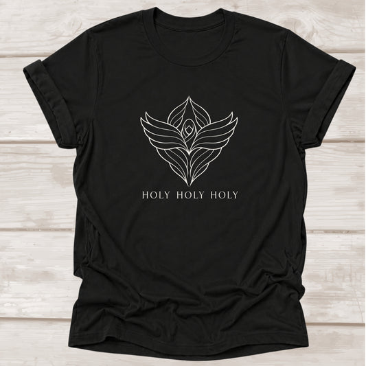 Holy Holy Holy Christian t-shirt with seraphim wings graphic in black – BEE Grace-full