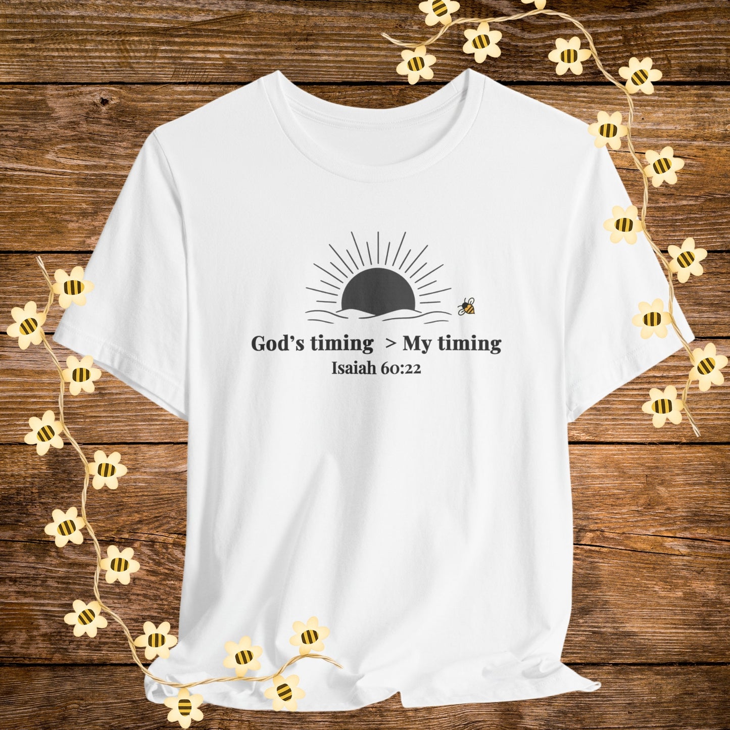 "White God's Timing > My Timing Christian Shirt – Isaiah 60:22 Bible Scripture Tee."