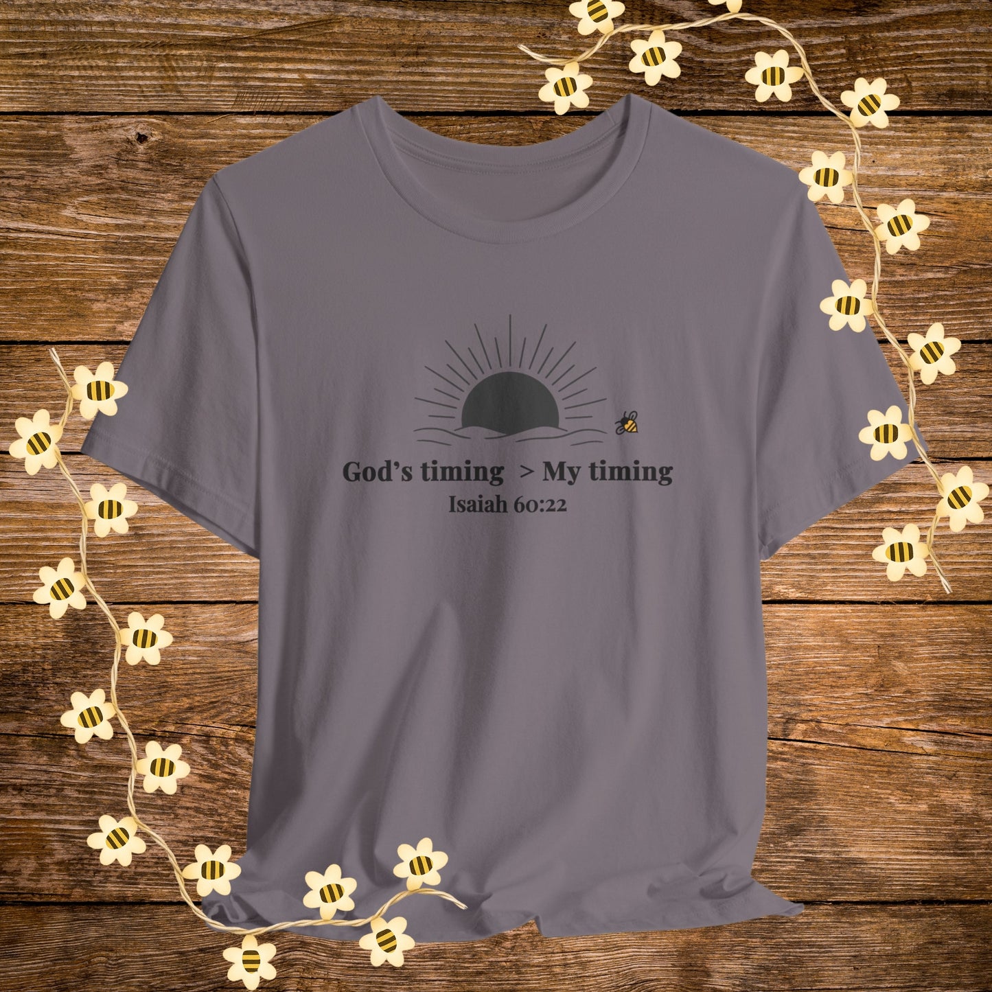 "Storm God's Timing > My Timing Christian Shirt – Isaiah 60:22 Bible Scripture Tee."