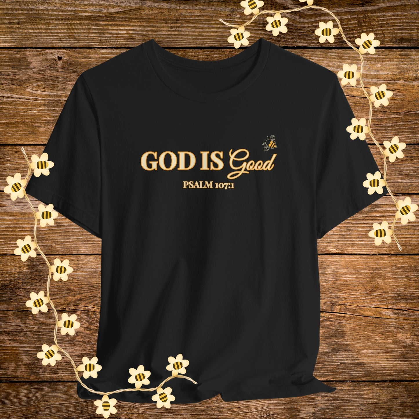"Black God Is Good Christian Shirt – Psalm 107:1 Bible Scripture Tee."