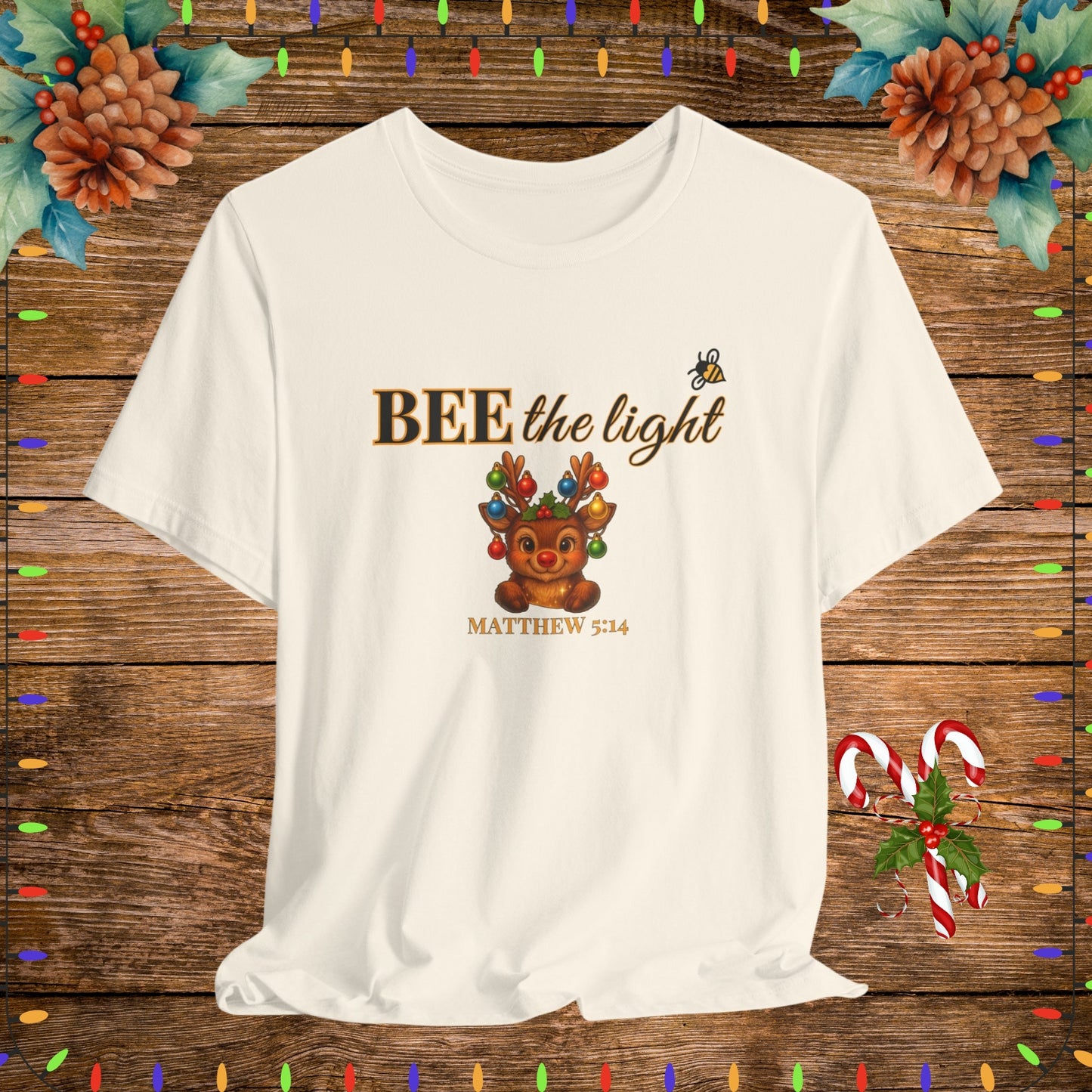 "Natural BEE the light Christian Shirt – Matthew 5:14 Bible Scripture Tee."