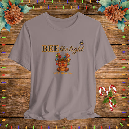 "Pebble brown  BEE the light Christian Shirt – Matthew 5:14 Bible Scripture Tee."