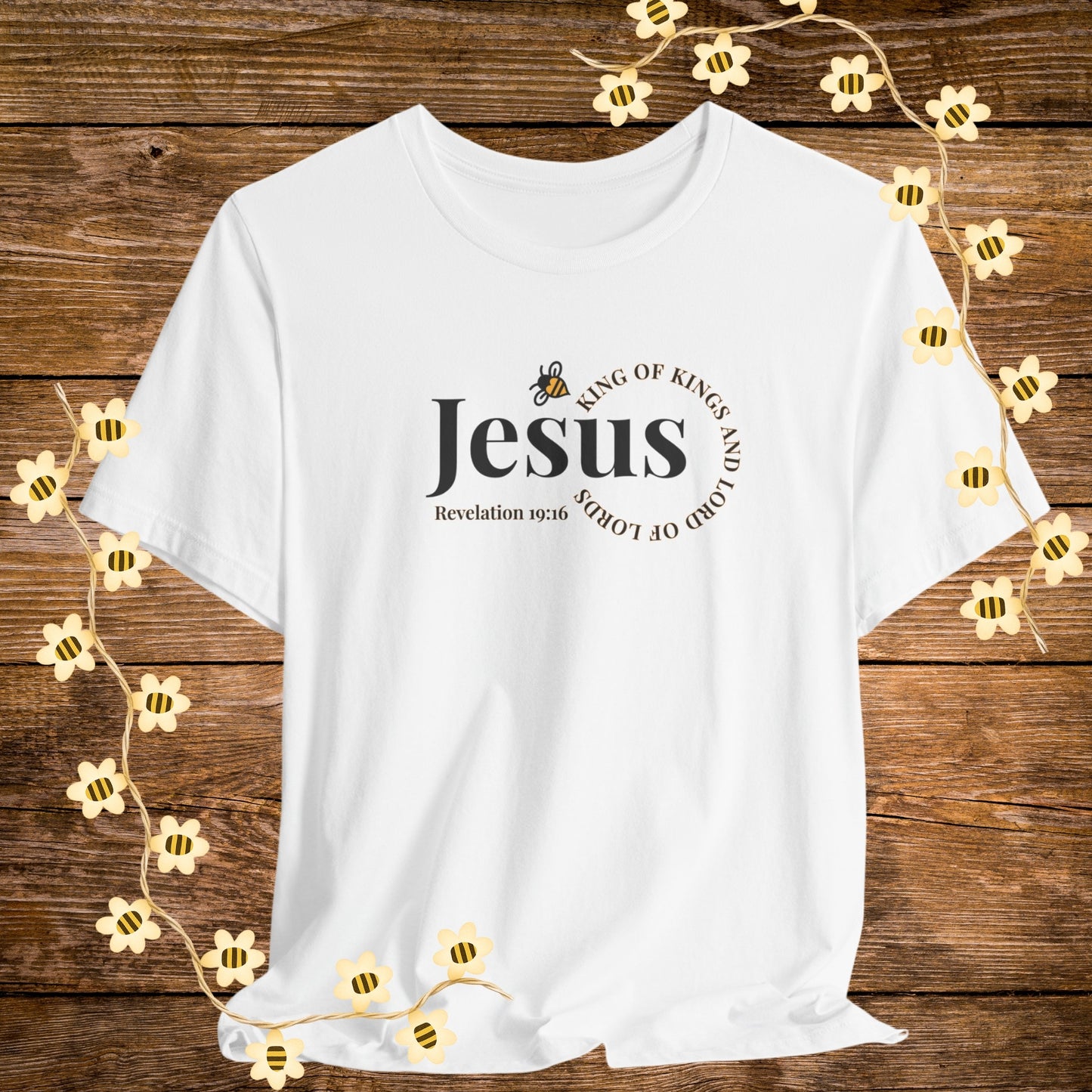 "White Jesus – King of Kings Christian Shirt – Revelation 19:16 Bible Scripture Tee."