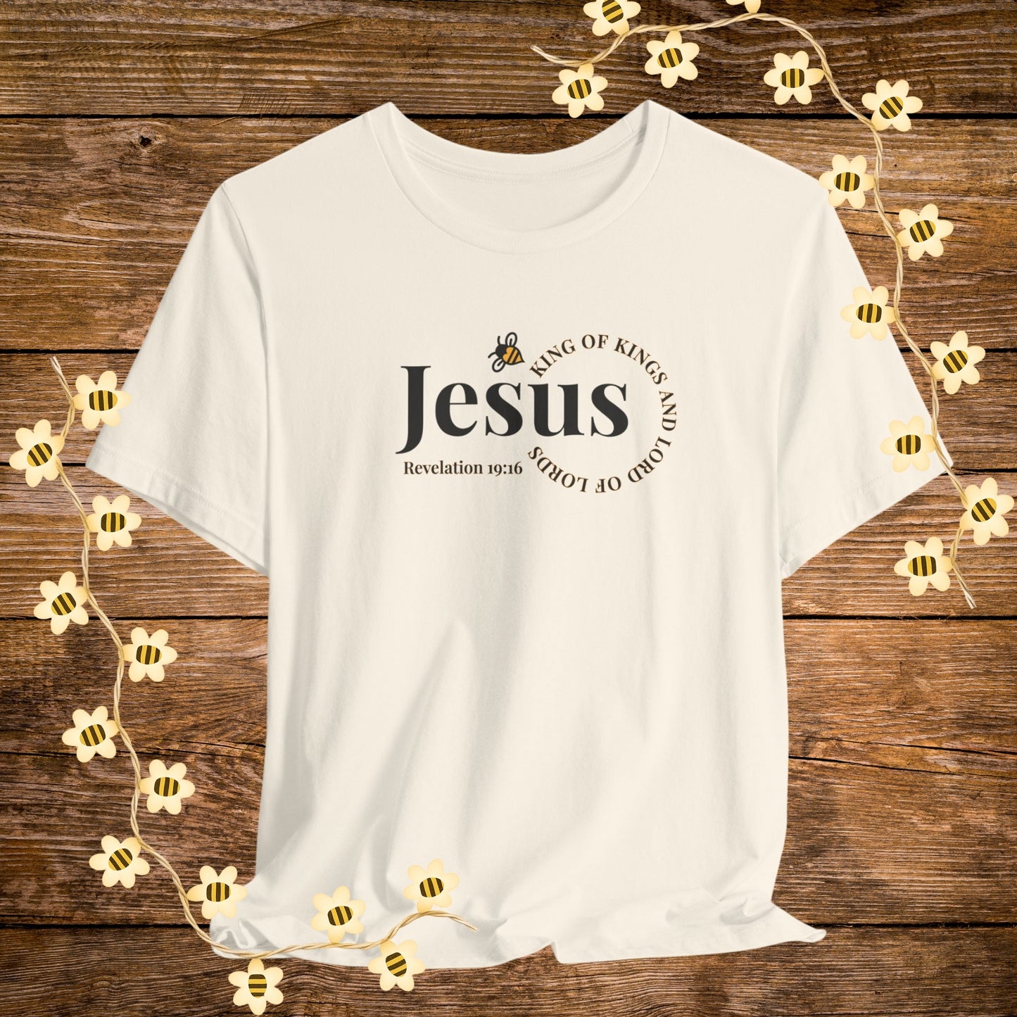 "Natural Jesus – King of Kings Christian Shirt – Revelation 19:16 Bible Scripture Tee."