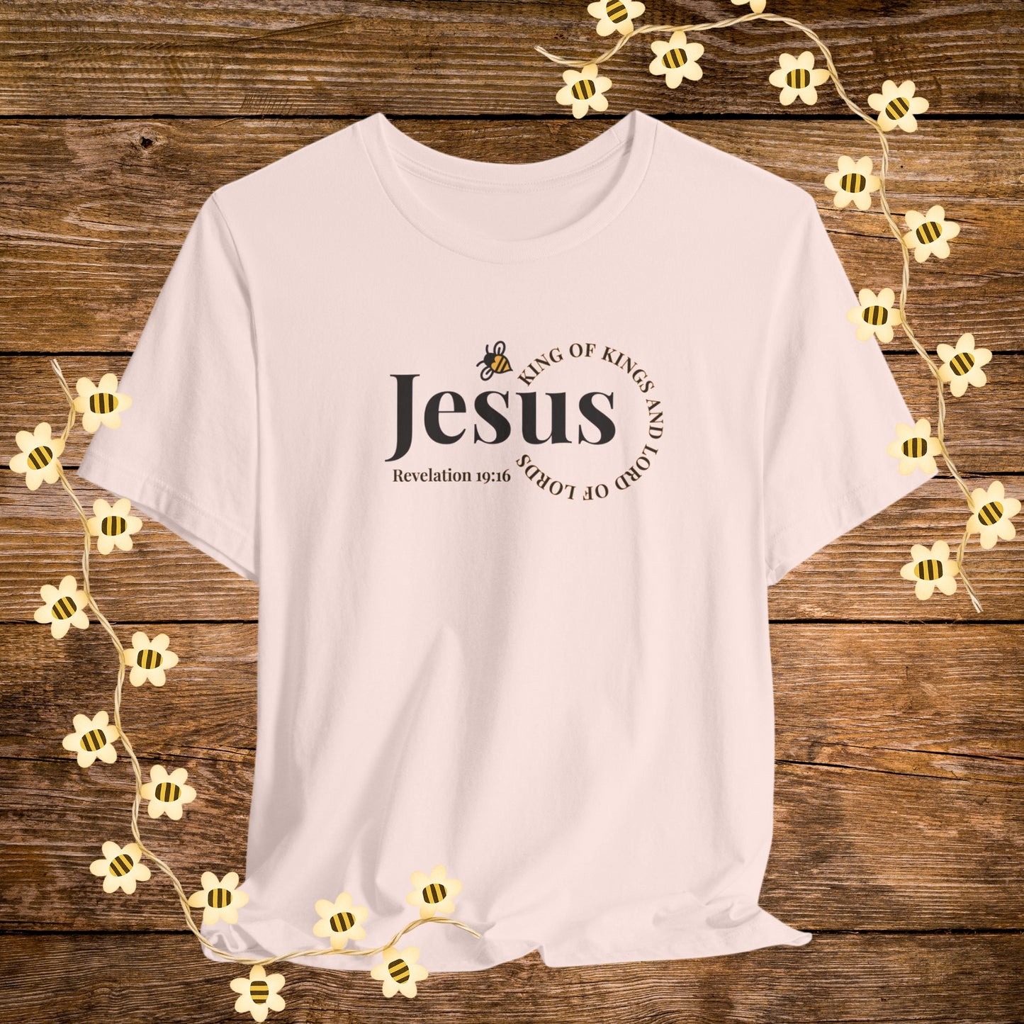 "Soft  Pink Jesus – King of Kings Christian Shirt – Revelation 19:16 Bible Scripture Tee."