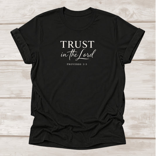 Trust in the Lord Proverbs 3:5 Christian t-shirt in black – BEE Grace-full