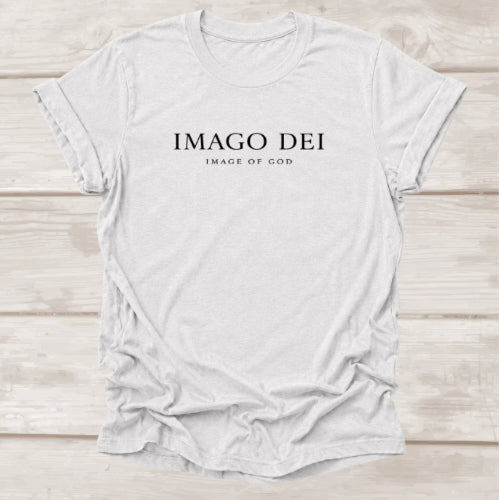 Imago Dei Image of God Christian t-shirt in ash white, Genesis 1:27 faith tee by BEE Grace-full