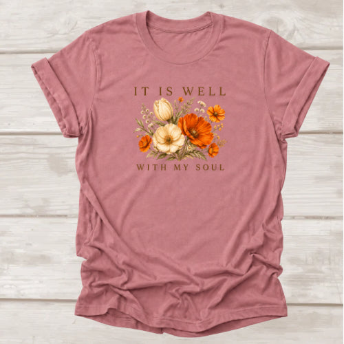 It Is Well With My Soul Christian T-Shirt – mauve| BEE Grace-full