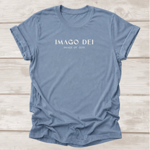 Imago Dei Image of God t-shirt in Steel Blue — Genesis 1:27 Christian tee by BEE Grace-full