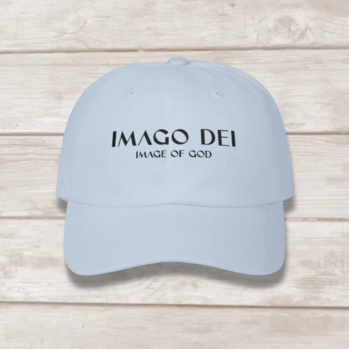 Imago Dei embroidered dad cap in Light Blue — Genesis 1:27 Christian hat by BEE Grace-full