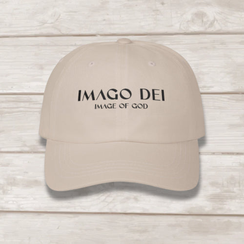 Imago Dei embroidered dad cap in Stone — Genesis 1:27 Christian hat by BEE Grace-full