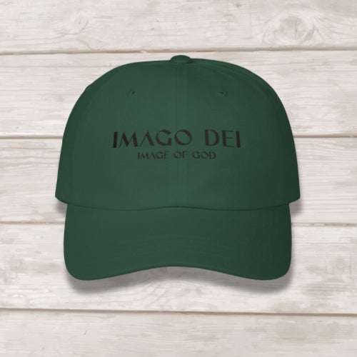 Imago Dei embroidered dad cap in Spruce — Genesis 1:27 Christian hat by BEE Grace-full