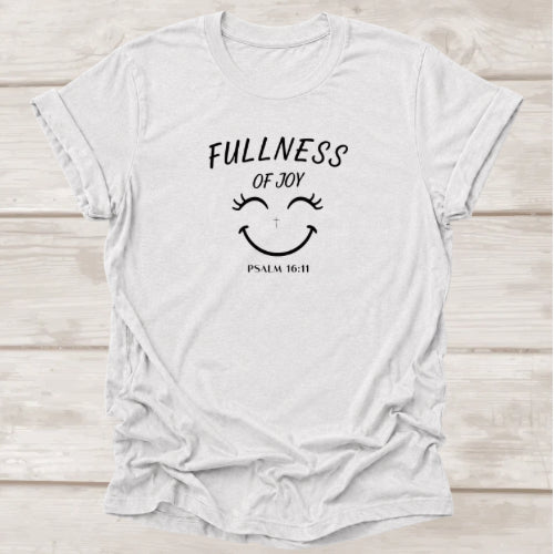Fullness of Joy Psalm 16:11 Christian 
t-shirt in Ash — faith tee by BEE Grace-full